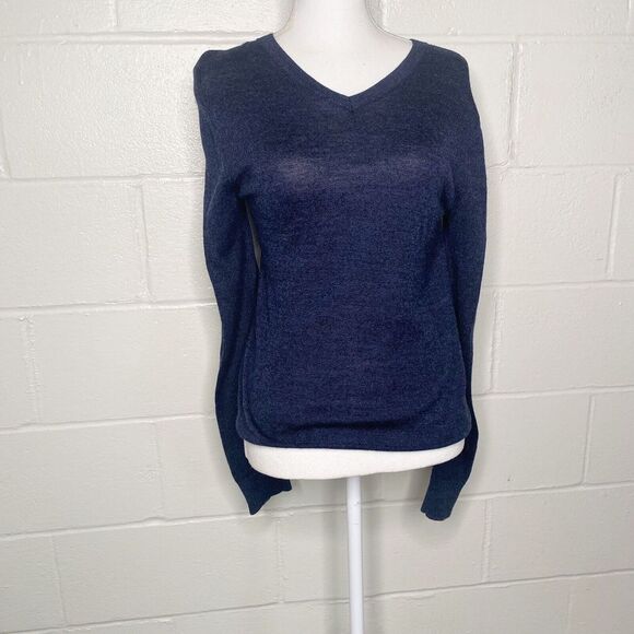 Banana Republic Merino Wool V Neck Sweater Blue Women Lightweight Size Small - Picture 2 of 8